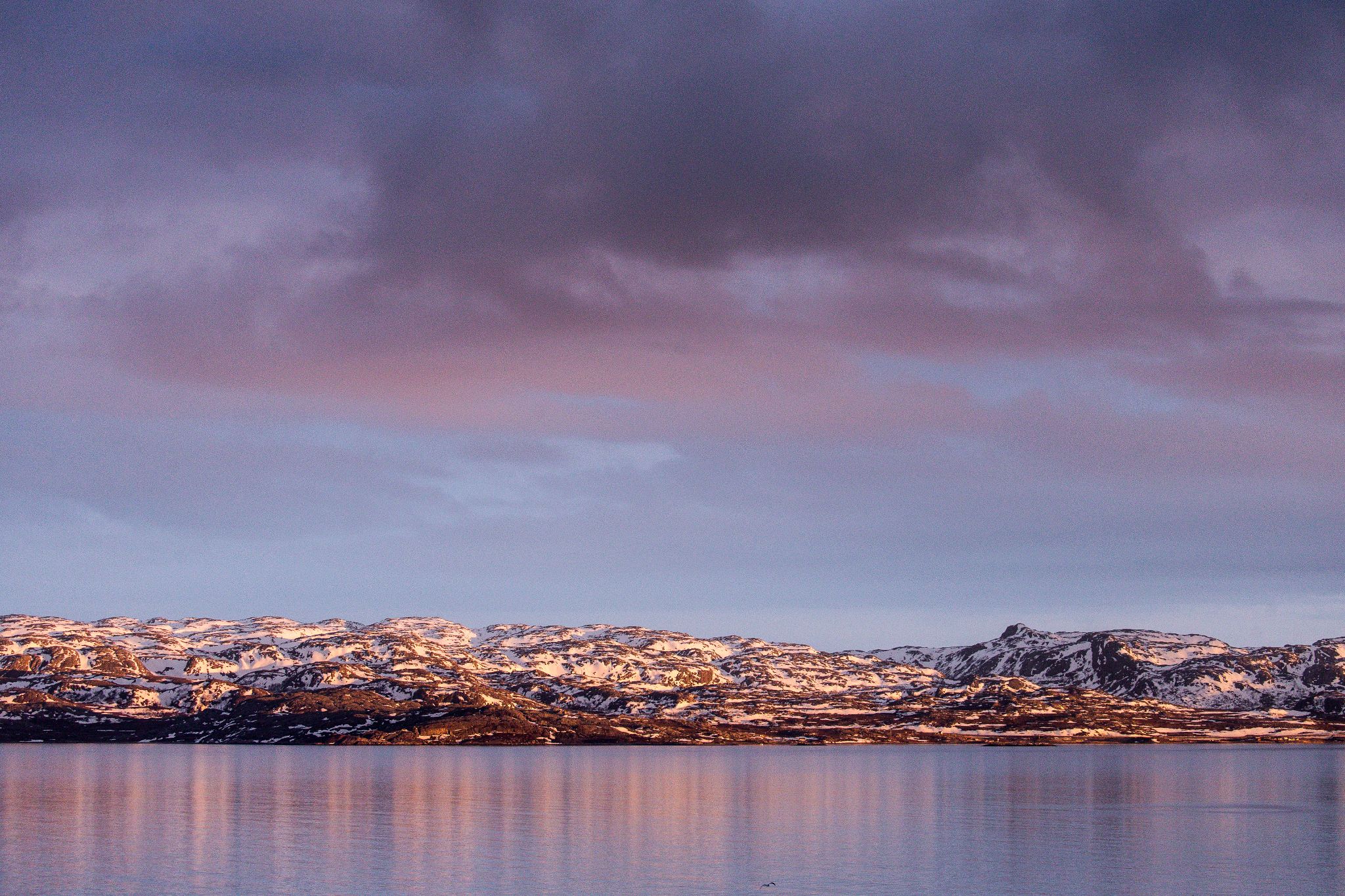 Sonnenuntergang Ende Mai, Varangerfjord, Norwegen
